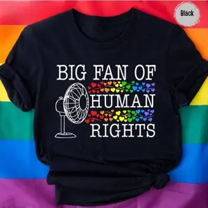 Big Fan Of Human Rights Shirt Activist Tee Rainbow Hearts Tee Social Justice Shirt Political Protest Tee Pride Shirt FDT Anti Trump Shirt