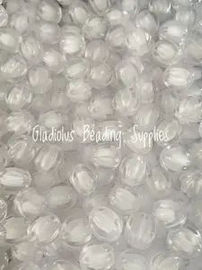 12mm White Clear Watermelon Beads, Spiral Round, Loose, 0.47 inches, Chunky, Gumball