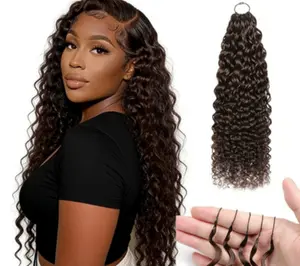 MORGENSTAR  100% Human Hair Jerry Curly Feather Crochet Human Hair #2 16-24 Inch Invisible Seamless Soft Lightweight Human Hair  Invisible Feather Pre-Separated  Lightweight  Easy Install  Reusable