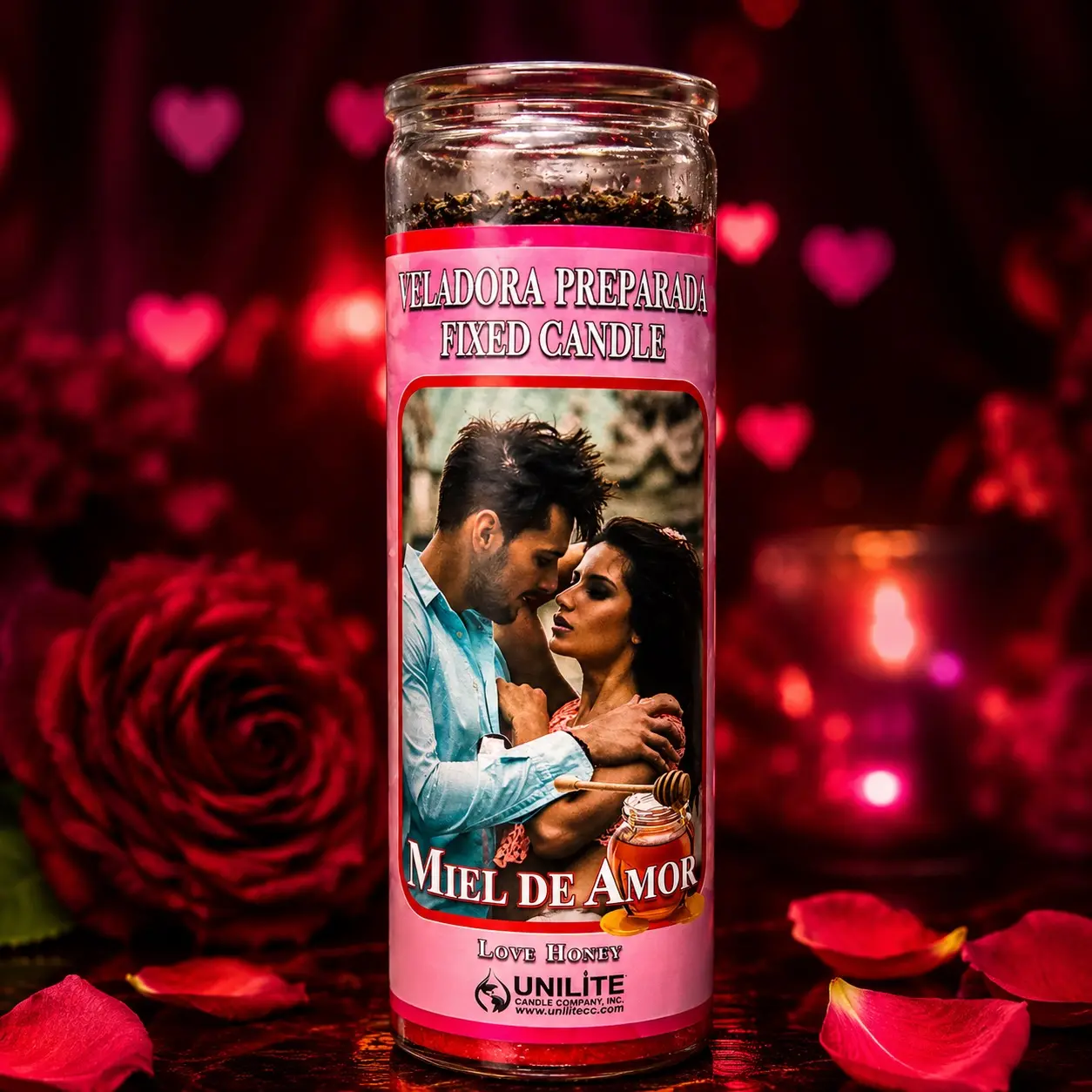 Love Honey Fixed Candle - Miel de Amor Prayer Candle 8 in