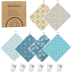 6 Pack Swedish Dishcloths for Kitchen,Swedish Rags Swedish Dish Towels with Clips, Dish Rags  Paper Towels Washable Absorbent Cellulose Sponge Cloths No Odor for Cleaning  Kitchen