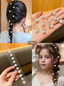 10pcs Hair Clip Set Mini Small Flower Clips, Butterfly Clips, Cute Beaded Bean Clips for Girls' Braids, Fashionable Hair Accessories for Daily Use