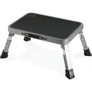 3 Levels Adjustable Folding Step Stools for Adults, Sturdy Metal RV Step, Safer Foldable Small Kitchen Stepping Stool for Seniors, Multi-Use Office Foot Stool Under Desk