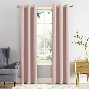Sun Zero Easton Energy Saving Blackout Grommet Curtain Panel, 40" x 95", Blush Pink