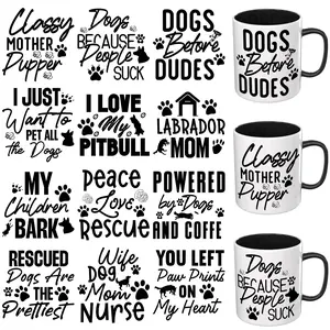 12PCS UV DTF Cup Wrap Stickers, Dog Rub on Transfers for Crafts, Permanent DIY Transfer Decals for 16oz Libbey Glass Cans, Mugs, Candles, Notebooks and Flower Pots, Easy to Apply Art Stickers, Dudes
