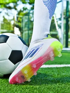 Seamless Tech Safe Comfort Soccer Shoes Football Boots Fg Natural Grass Lange Stollen Competition Shoes, Sporty Style, All Seasons, PU Leather, Stripes Pattern