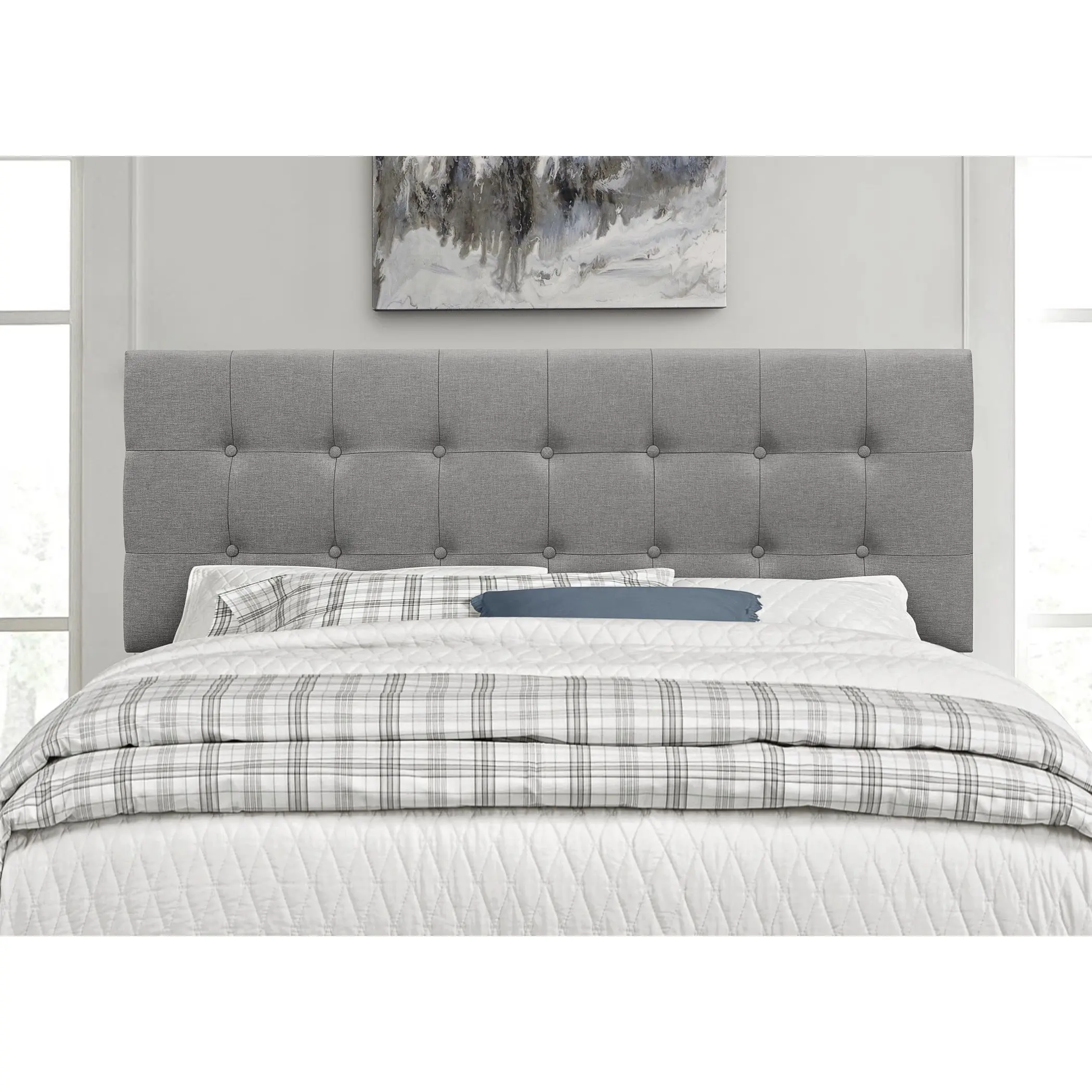 Favorer Ida Tufted Fabric Upholstered Headboard - Classic Button Tufting, Adjustable Height, Fits Twin/Full/King Sizes, Twin:40.4"(l)x2.0"(d)x45.5"(h), Full:56.9"(l)x2.0"(d)x45.5"(h), Indoor Bed Frame Accessory
