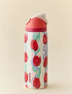 Owala FreeSip Insulated Water Bottle – 24oz Floral Design, Leak Proof, Built-In Straw