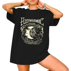 Holafish Acid Wash Vintage Moon Pattern T-Shirt,Heavyweight Cotton Streetwear graphic vintage tees Menswear Womenswear Crewneck Tshirt