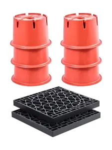 Trailer Jack Blocks Set Of 6, RV Leveling Blocks, 8-Inch Tall, 2000 Lbs Capacity Per Block, Includes 2 Pads For Stability, Heavy Duty Travel Trailer Support For Campers, Motorhomes, Fifth Wheels, Easy To Use Durable Design