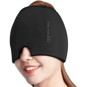 Migraine Relief Cap, Upgraded Odorless Headache Relief Cap, 360° Gel Surround Ice Pack Mask for Migraine, Sinus, Stress, Frontal Headaches (Black)