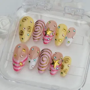 Handmade Gel Press On Nails: Custom Faux Acrylic Nails Nail Art Kit Nail Box fathersdaygift