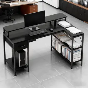 L Shaped Gaming Desk with USB Charging Ports & LED Lights Reversible Desks Computer Gamer Table for Home Office Small Space
