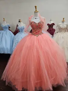(LIVE 61) Limited Edition Beautiful Quinceanera Dress Coral Small
