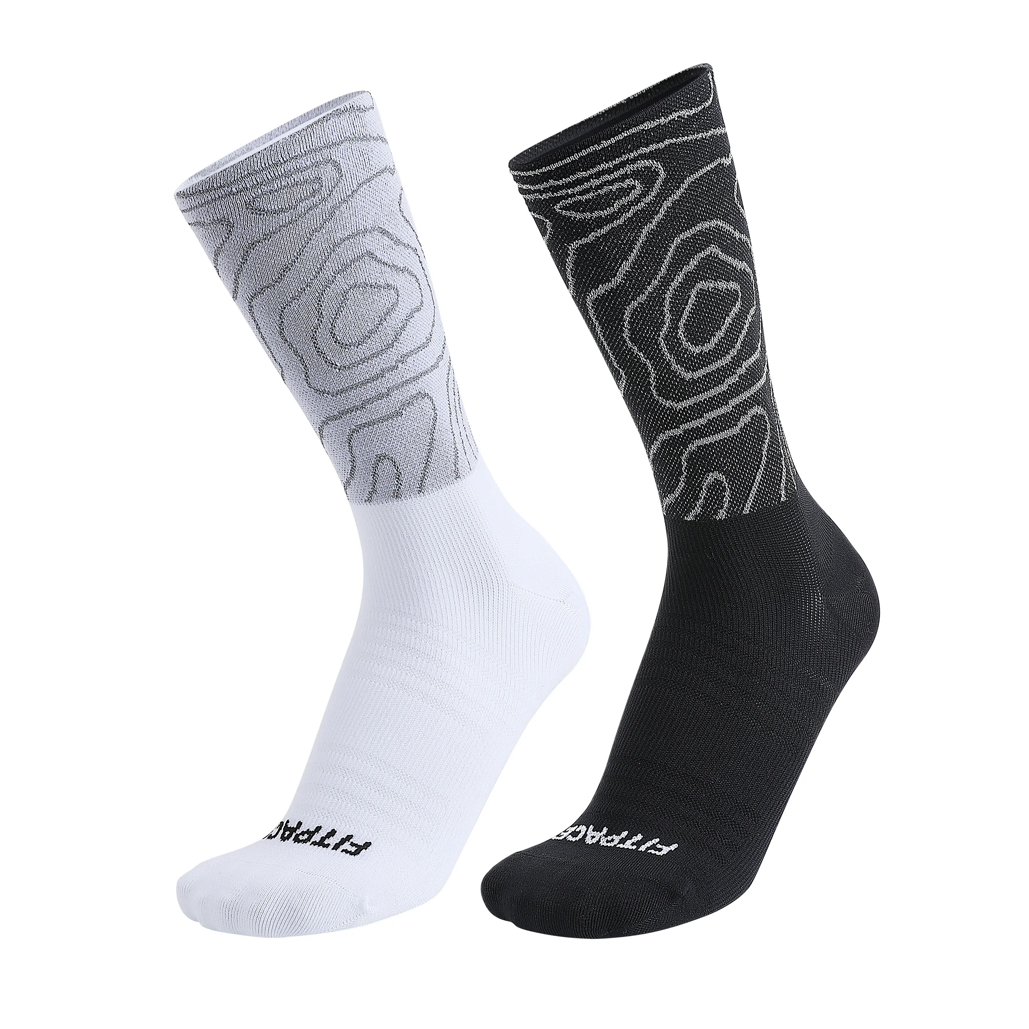 FITPACE Reflective Crew Socks for Men & Women, Moisture Wicking Athletic Running Socks with Arch Support, Cushioned Heel & Toe, Breathable Performance Socks for Running, Gym & Outdoor Sports