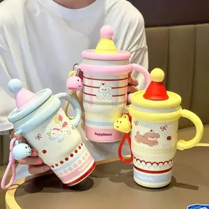 Unique Cute Party Hat Tumbler 22 oz 650ml with Handle & Straw Vacuum Stainless Steel Insulated Cup for Hot Cold Drinks Perfect for Coffee Tea Water
