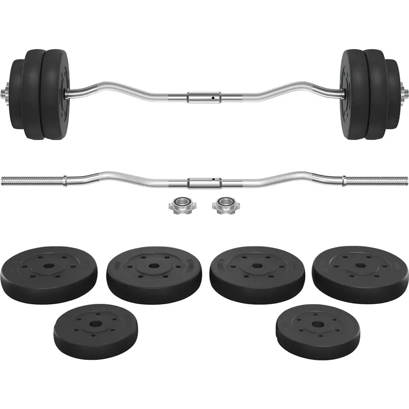 Costoffs Adjustable Barbell-Dumbbell Set with 5.5 lb Weight Plates - Black Fitness Exercise Equipment, 47.5" Strength Training Gear, Home Gym Kit for At-Home Gym Resistance Training & Muscular Development