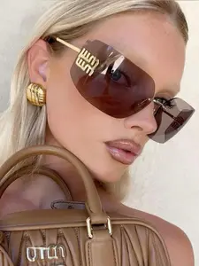 Women's Fashion Sunglasses New High-End Trendy Frameless Millennium Babe Sun Glasses Square Simple Party Outdoor Travel Vacation Casual