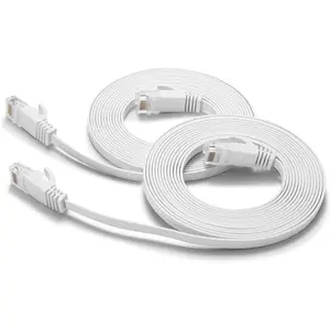 Cat6 Ethernet  6FT 2Pack White, -6 Flat RJ45 Computer Internet LAN Network Ethernet Patch  Cord - 6