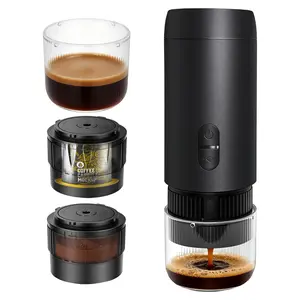 Portable Coffee Maker 【Espresso Machine】 Small Electric Battery Operated Coffee Cup Mini Espresso Machines Self-Heating Car Travel Espresso Pod Maker, 2-IN-1 Ground Coffee & NS Capsule Hiking Camping Stainless Percolator equipment cold brew
