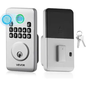 VEVOR Fingerprint Door Lock, Electronic Biometric Deadbolt with Pioneering Easy-Grip Design, Auto Locking, One-Time Code, Anti-Peeking Password, Keyless Entry Door Lock for Home, Apartment, SilverVEVOR Super Brand Day