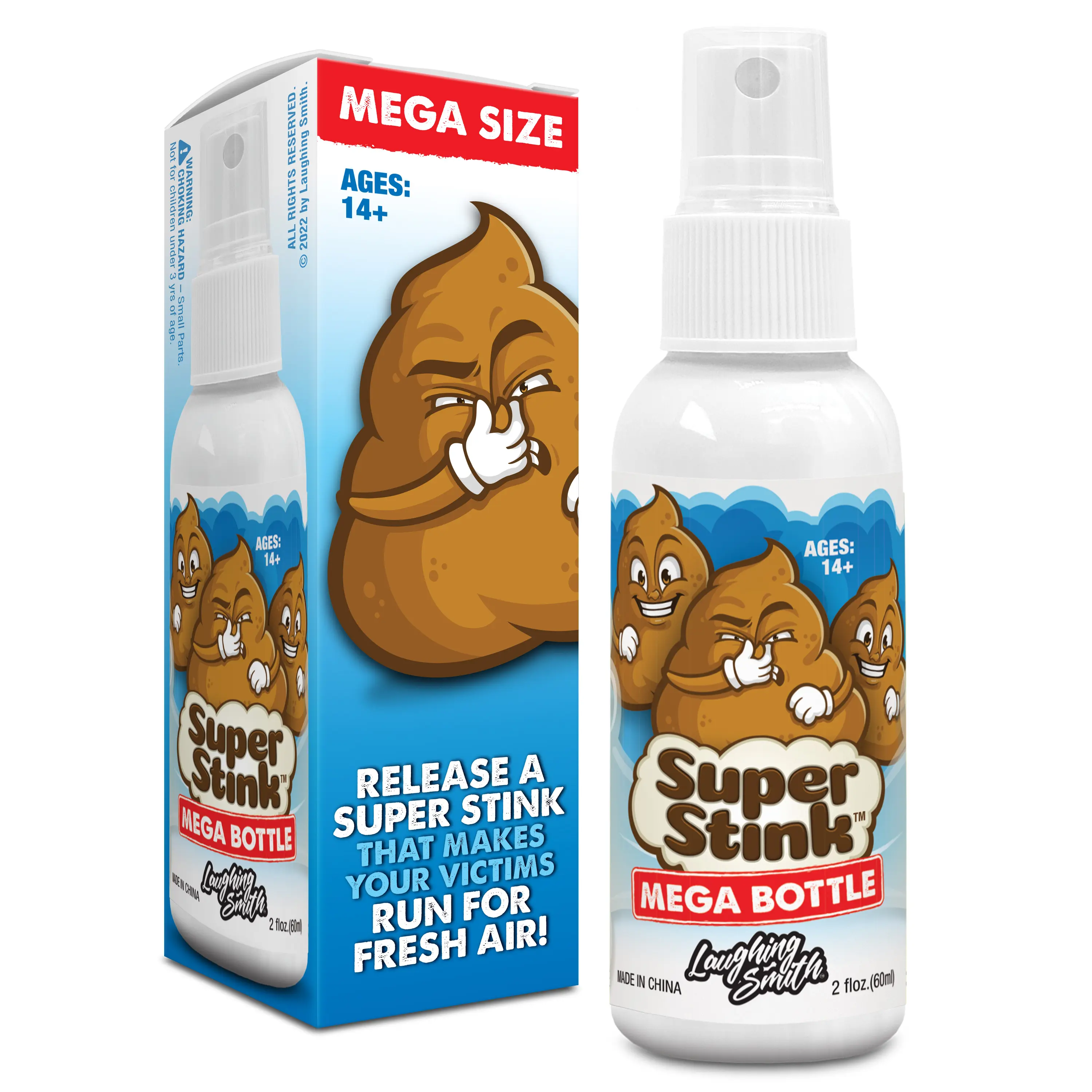 Super Stink (Mega Size 60ml) - Fart Spray - 'Insanely Strong' Extra Potent Stink - Cool Poop Smelling Prank Stuff - Smells Like Super 'Bad' Gas - Great Gag Gifts, Stocking Stuffers & Fun Party Favors