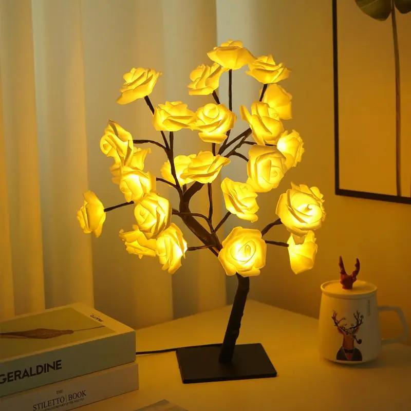 Rose Tree Night Light - USB Powered Desk Lamp for Bedroom/Home, Super Warm Light, Festival Decor & Valentine's Day Gift