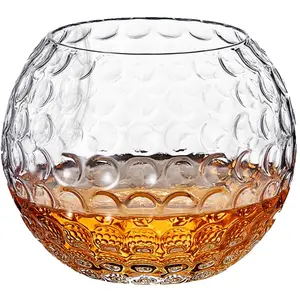 Golf Whiskey Glasses | SINGLE | 15 OZ Golf Ball Shaped Old Fashioned Liquor, Cocktail Glass, Crystal Unique & Fun Drinking Glassware Accessories, Golfer Gift For Him, Husband, Father, Boyfriend, Her