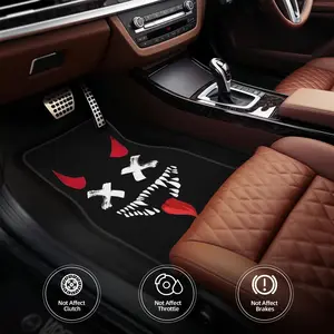 4pcs Evil Face Graffiti Automotive Floor Mats Car Floor Mats | Durable Polyester, Universal Model Fashion Design, Washable Non-slip Backing, Full Coverage for Front and Rear, Keeps Car Interior Clean, Suitable for Most Cars, Trucks, SUVs