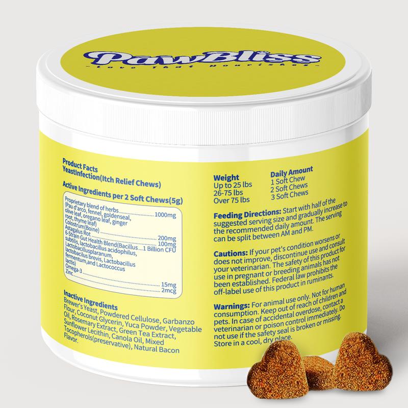 Yeast-Infection-Treatment for Dogs, Dog Ear&Skin Infection Relief, Natural Omega-3, Collagen, PAU D’Arco & More, Dog Vitamins for Itchy Skin