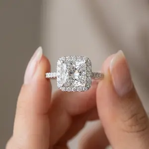 Certified 3.80Ct Princess Cut Halo Diamond Engagement Ring 14k White Gold