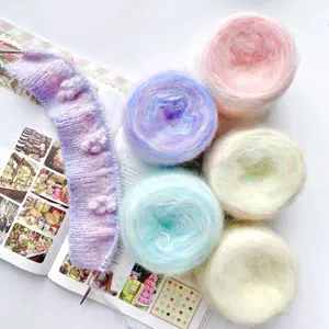 2PCS gradient colored mohair hand mixed yarn balls, fine yarn, dreamy crochet yarn, scarf, coarse yarn material package