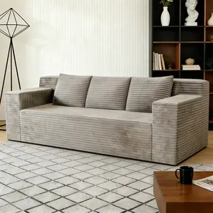 71" Love Seat Couches, Corduroy Boneless Loveseat with Deep Seats, 2 Seat Couch Apartment Size Couch with 3 Pillows&Side Pockets for Bedroom, Office, No Assembly Required