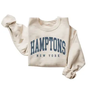 Hamptons City Sweatshirt, New York Pullover Shirt, Vintage Varsity Aesthetic Hoodie, Trendy Travel Destination Gift, Unisex Crewneck Sweaters