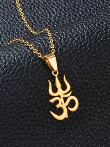 1Pc Tamil Aum Om Hinduism Indian Symbol Hindu Pendant Necklaces for Women Girls Stainless Steel India Religion Jewelry Jewelry Gift, Trendy Charms Necklace Faith Necklace