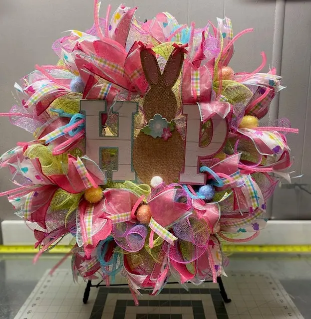 Pink Bunny Easter Wreath