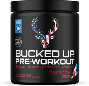 Bucked Up Pre Workout Freedom Pop | 200mg Caffeine with Citrulline Malate Beta Alanine AlphaSize and Taurine | Pre Workout Powder