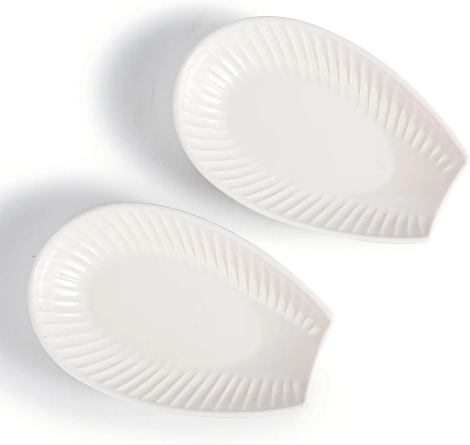 Ceramic Spoon Rest for Stove Top, Spoon Holder for Kitchen Counter, Lead-Free Utensil Rest for Cooking Spoons, Ladles & Spatulas, Dishwasher Safe Farmhouse Kitchen Decor, Set of 2 - White
