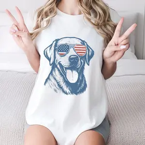 ute Golden Retriever American Flag Glasses Shirt - Patriotic Dog Lover Tee
