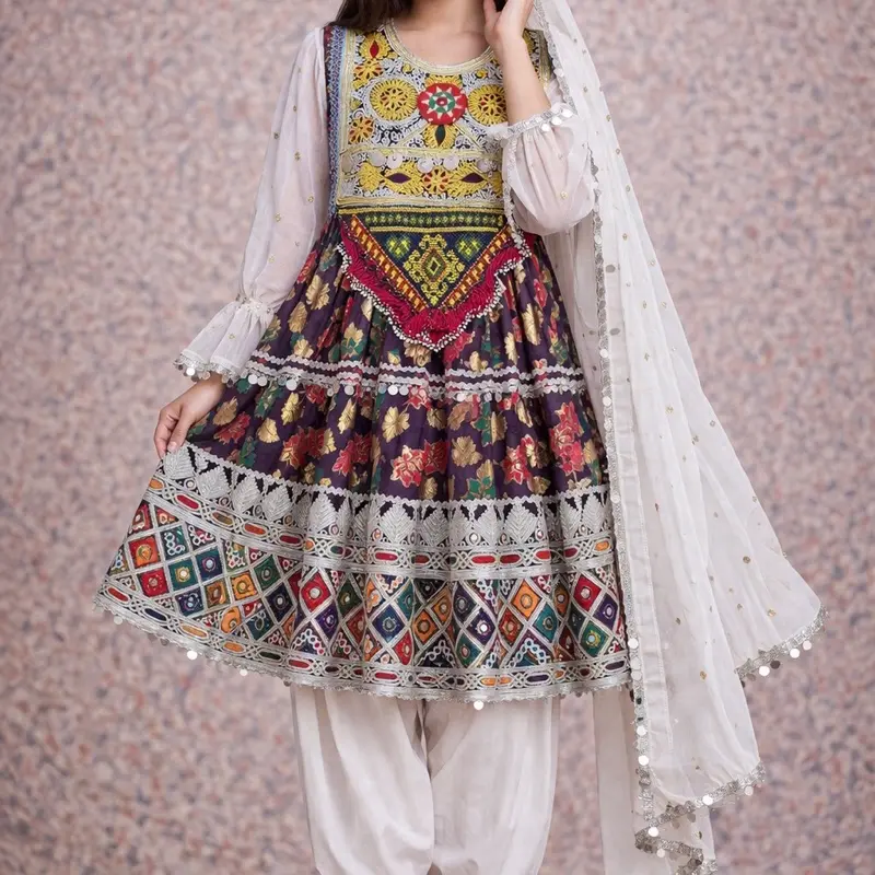 Traditional Afghan Dress – Medium & Large | 3-Piece Afghan, Pakistani ،Indian Style Outfit with Dupatta