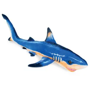 Real Planet™ Blue Great White Shark Realistic Plush Stuffed Animal