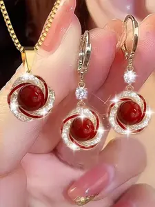 Fashion Jewelry Set, Including Necklace & Dangle Earrings, Fashionable Jewelry Set for Party, Daily Clothing Decor, Trendy All-match & Exquisite Jewelry for Birthday Gift