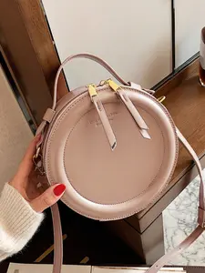 Circular design women's handbag retro classic women's shoulder bag crossbody bag, fashionable and simple exquisite solid color cylindrical women's bag, suitable for daily occasions such as commuting, shopping, and going out.