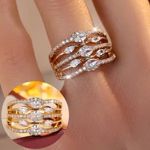 Gold Stackable Rings for Women  | Layered Diamond Style Ring, Minimalist Luxury Jewelry, Wedding Band, Engagement Ring, Anniversary Gift, Dainty Statement Ring, Trending 2026