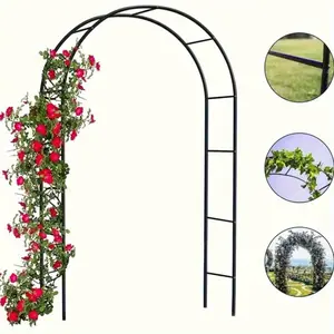 Black Easy-to-Assemble Metal Garden Arbor Arch, Adjustable Wide & High Sizes, Multi-Use Outdoor Decor for Climbing Plants, Floral & Balloon Arch, Perfect for Garden, Wedding & Birthday Party