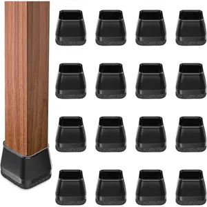 28Pcs Square Chair Leg Protectors with Wrapped Felt Bottom, Chair Leg Protectors for Floors, Chair Legs Cover Prevents Scratches & Noise (Black XS Fit 0.63"-0.83") - .com