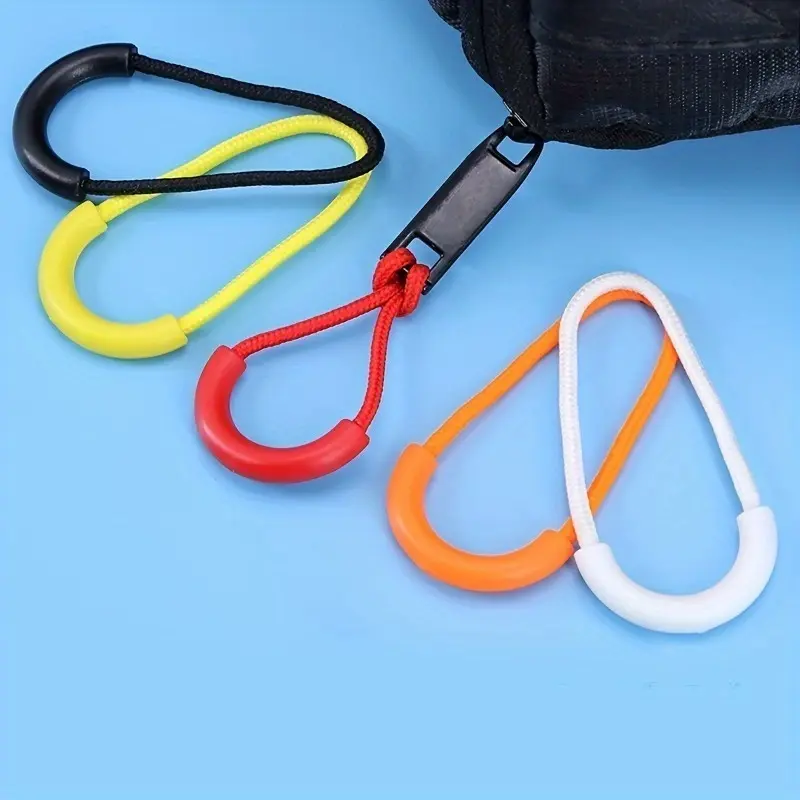 6pcs Heavy Duty U Shape Nylon Reusable Durable Zipper Pulls Zipper Tags Zipper Extension Replacement for Cord, Backpacks, Jackets, Traveling Cases, Luggage, Purses, Handbags