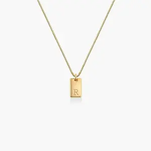 Willow Tag Initial Necklace - Gold Vermeil