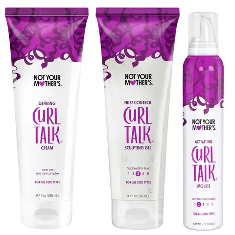 Not Your Mother's Curl Talk - 3 Pack - Defining Cream, Frizz Control Gel, & Activating Mousse - Maximize Definition & Control Frizz - Citrus Jasmine