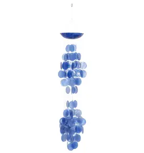 27 inches Blue Capiz Shell Waterfall Windchime